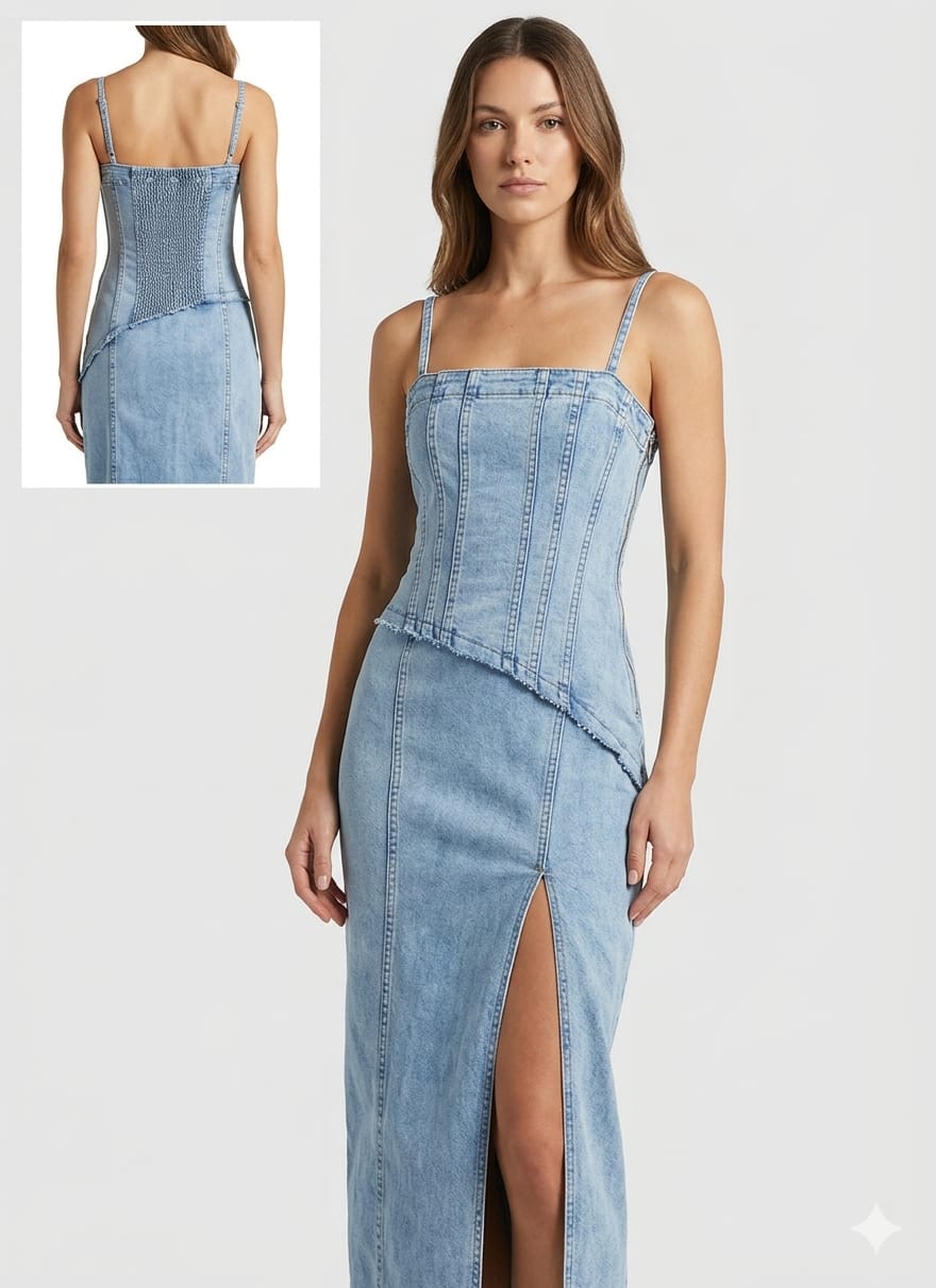 שמלת Denim Corset Midi